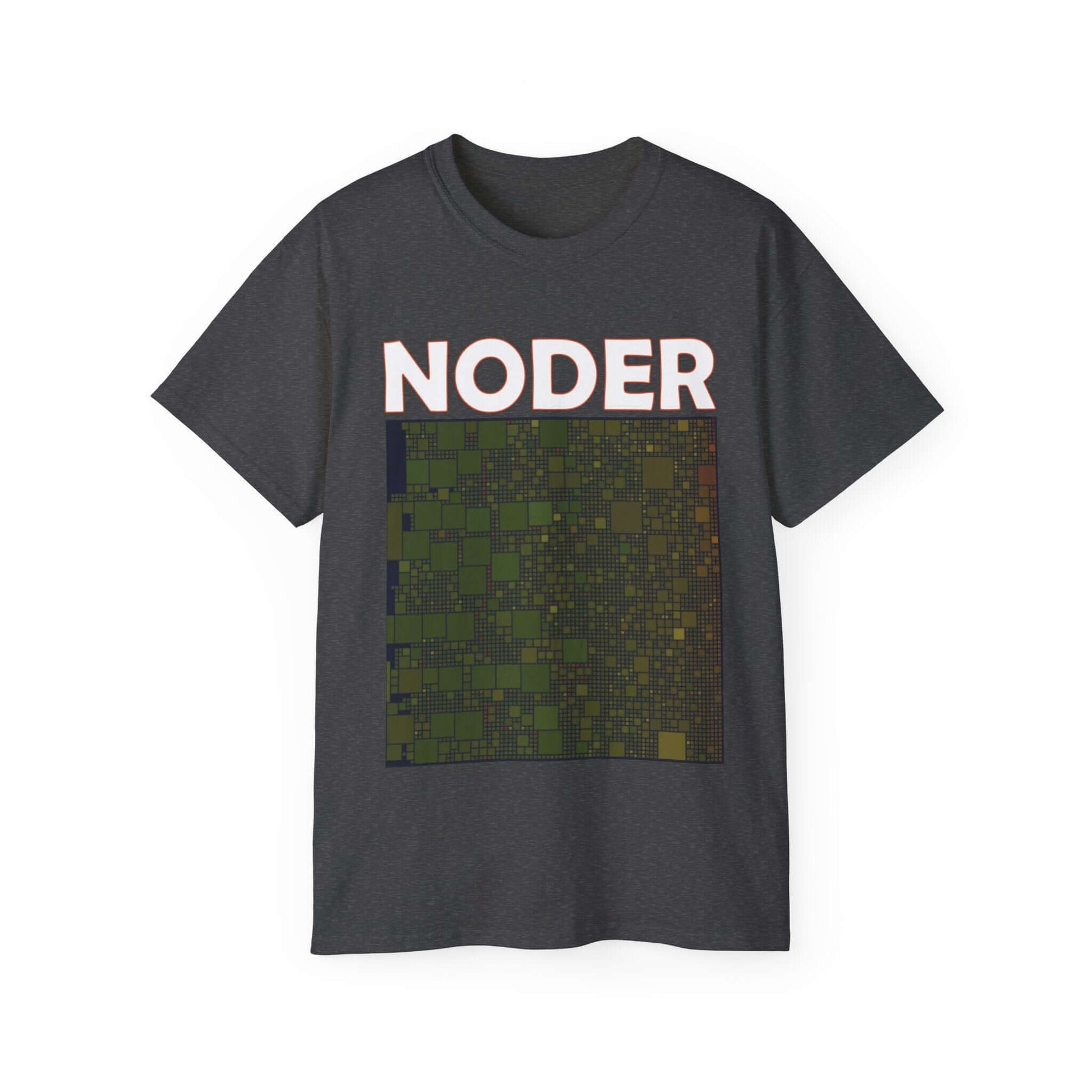 Black Bitcoin tee shirt with "NODER" text, promoting node running for network security.